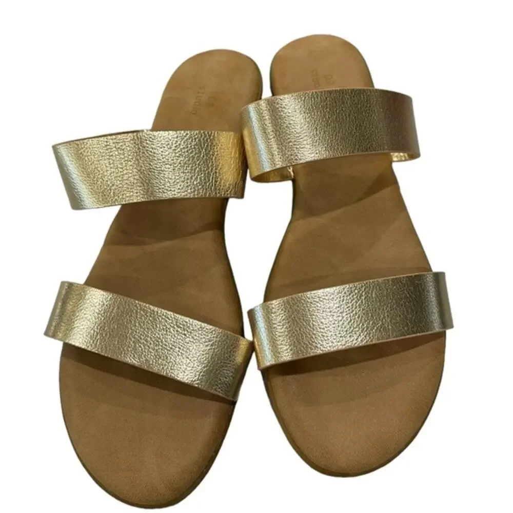 DB Studio gold 2 strap sandal flip flop flats‎ size 10 - Picture 5 of 8